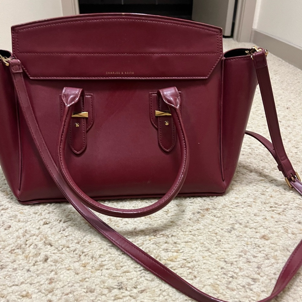 Charles and Kieth Burgandy Classic Structured Bag